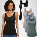 TVKSOM 5 Pack Basic Tank Tops for Women Undershirt Ribbed Sleeveless Scoop Neck Casual Layering Basic Tanks Top