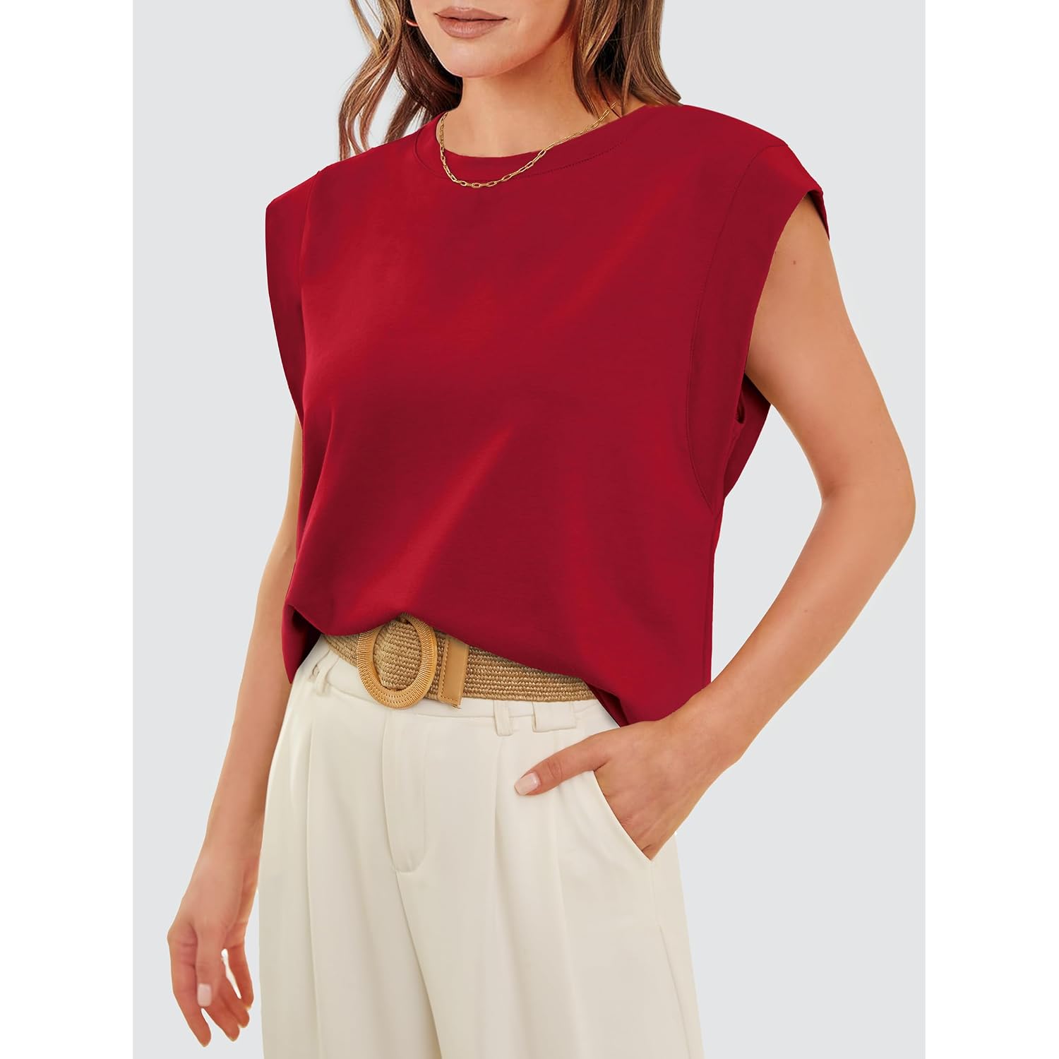 WIHOLL Cap Sleeve Tops for Women Summer Top Basic Tee Shirts Business Casual Tank Loose Fit 2026 Fashion