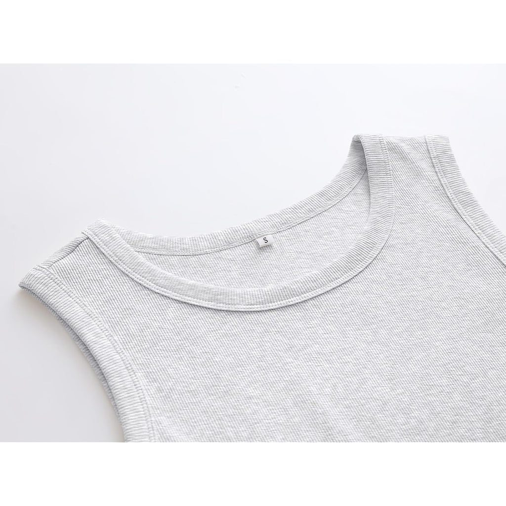 ANRABESS Womens Sleeveless High Neck Tank Tops Fashion Summer Casual Basic Slim Fit Ribbed Racerback Top Shirt Clothes