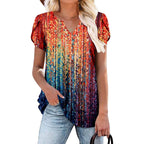Women's Flowy Boho Tunic Top Rainbow