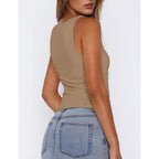 Women's Double Lined Square Neck Tank Top Khaki