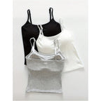 Women's Built-In Bra Crop Tank Top Black/White/Grey