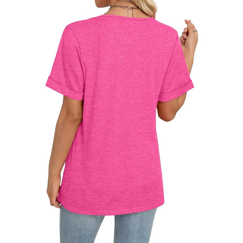 WIHOLL Womens Summer Tops Short Sleeve Basic Casual V Neck T Shirts Trendy Fashion 2026