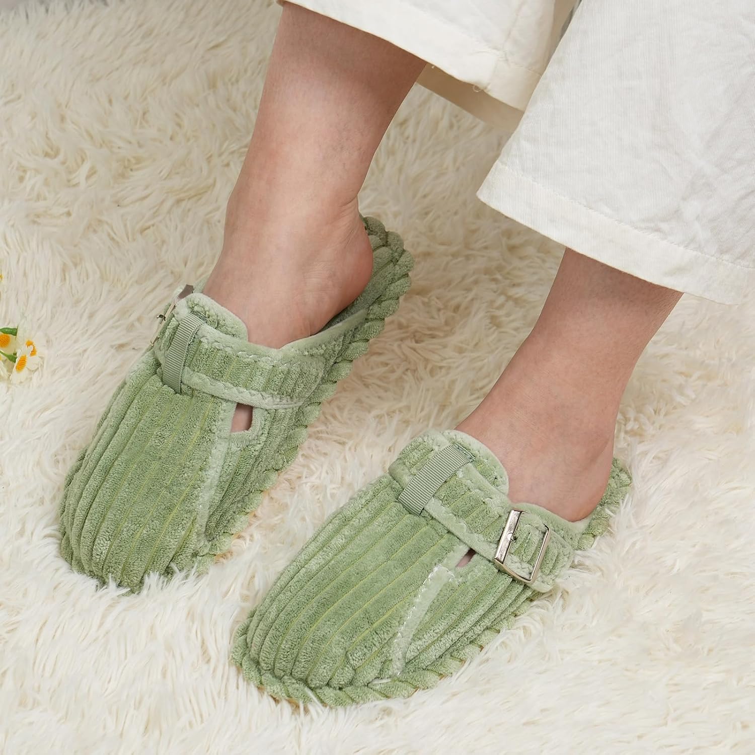 Women's Slippers Adjustable Light Green