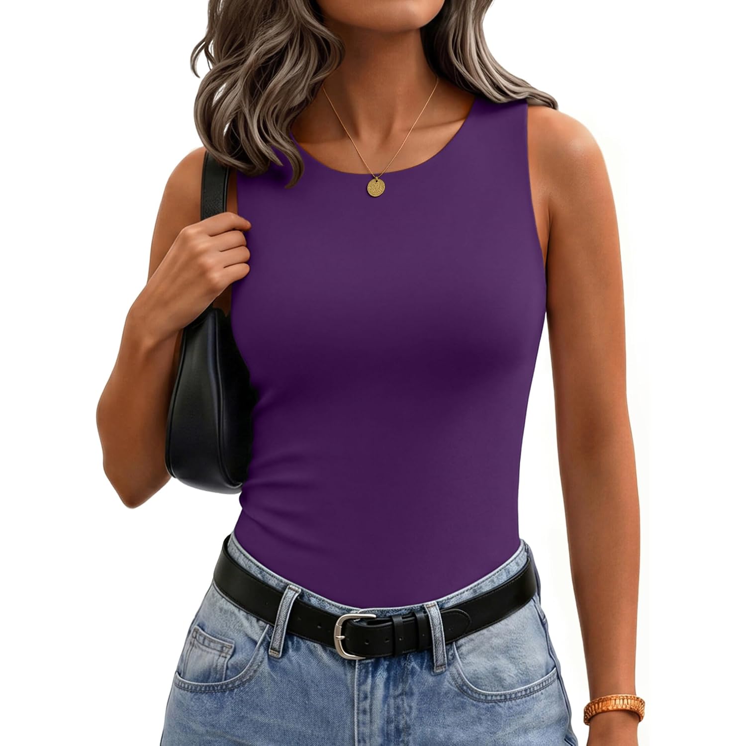 Zeagoo Womens Double Lined Crew Neck Tank Tops Cute Summer Sleeveless Workout Tops Basic Going Out Clothes 2026