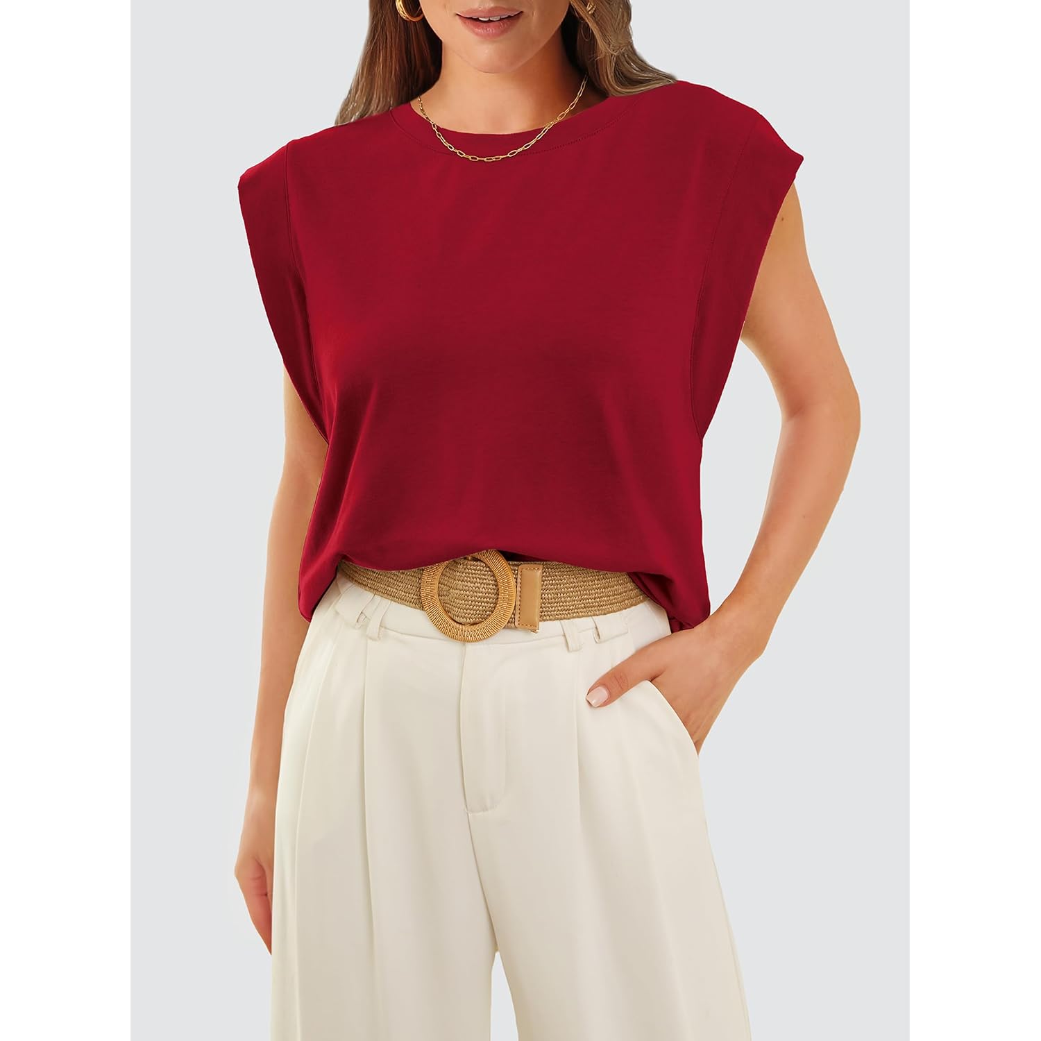 WIHOLL Cap Sleeve Tops for Women Summer Top Basic Tee Shirts Business Casual Tank Loose Fit 2026 Fashion