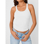 Women's Ribbed Workout Crop Tank Top White