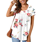 Women's Loose Fit Casual Tunic Top White Floral