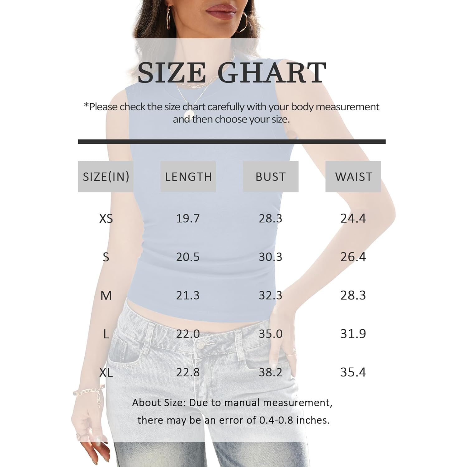 Women's High Neck Ribbed Tank Top Blue