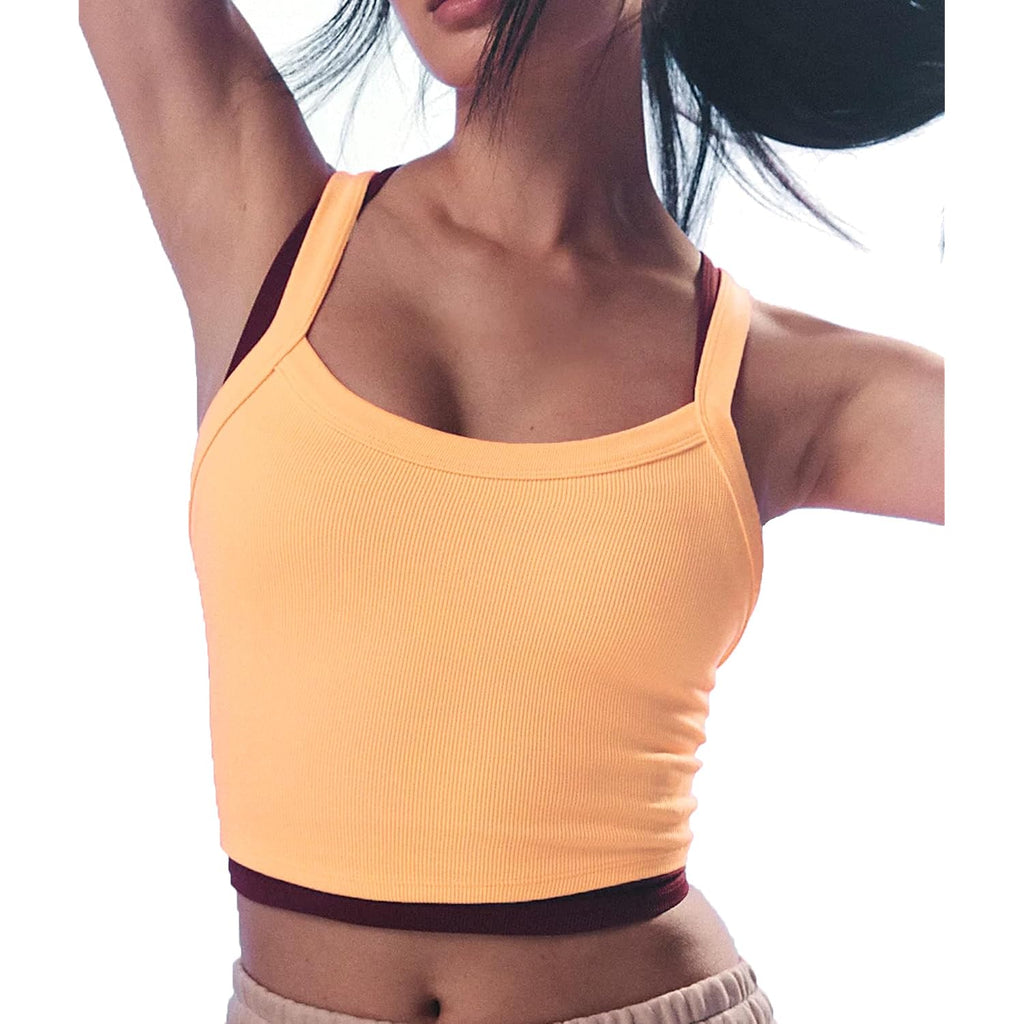Tank Tops for Women Scoop Neck Crop Tops Athletic Workout Tops Cute Seamless Cami Ribbed Tank Top