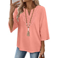 Women's Boho Lace V-Neck Tunic Top Coral