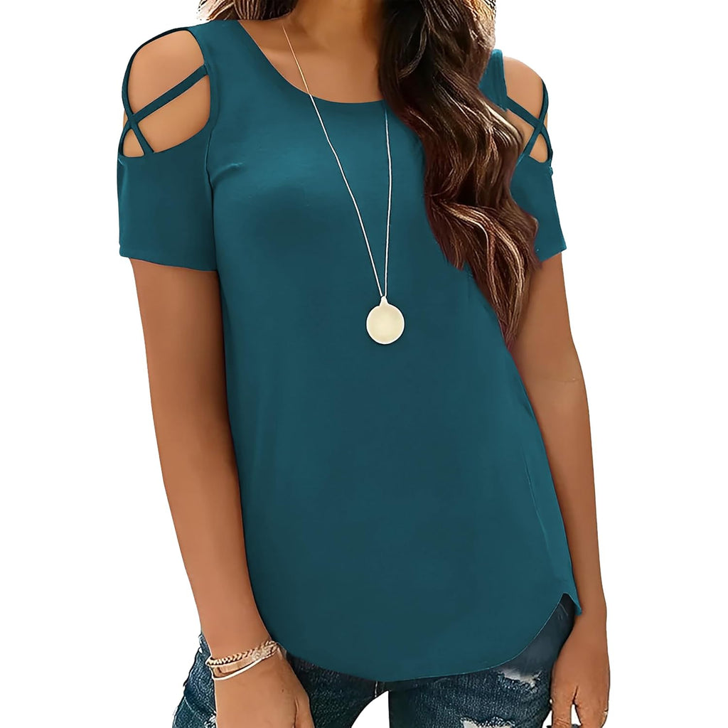 Women's Cold Shoulder Tunic Top Petrol