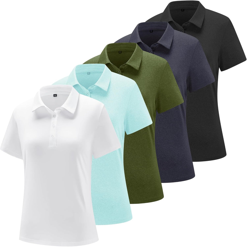 Women's Athletic Quick Dry Polo Shirt Black/White/Purple/Light Green/Army Green