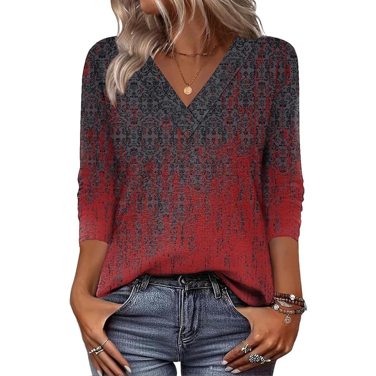 Zeagoo Women Long Sleeve Tops Dressy Casual V Neck Tshirts Basics Tee Spring Summer Trendy Clothes S-2XL