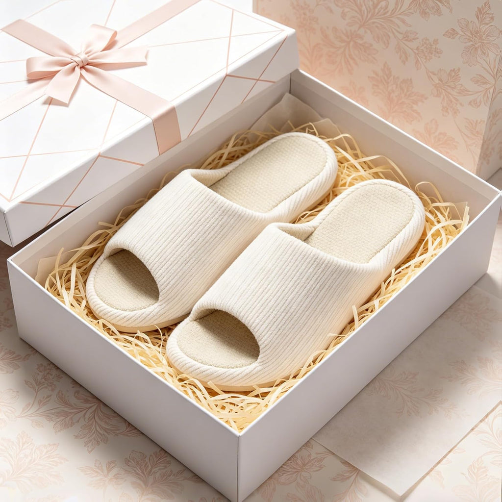 Women's Slippers Corduroy White