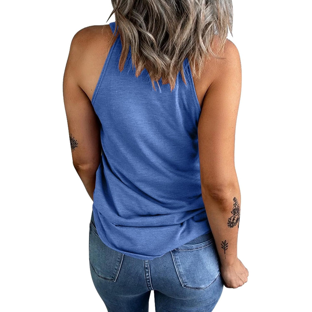 KINLONSAIR Women's Summer Sleeveless Halter Tee Shirts Crew Neck Workout Tank Tops Casual Plain Cami Shirts