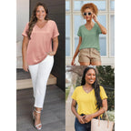 ATHMILE T Shirts Short Sleeve V Neck Tees for Women Fashion Tops Trendy Lightweight Casual Summer Outfits Clothes 2026 Beach