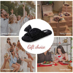 Women's Slippers Bow Velvet Black