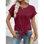 EVALESS Womens Tops Summer Cap Sleeve Tie Front Shirts 2026 Business Casual Work Blouses