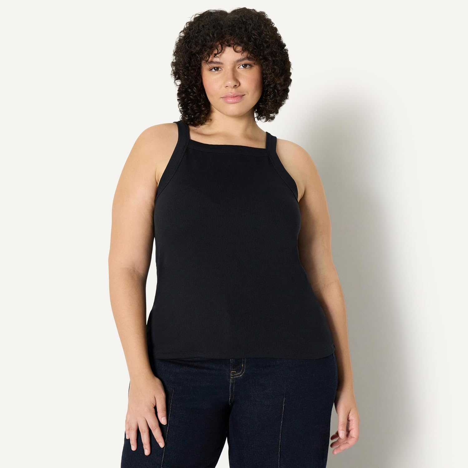 Amazon Essentials Women's Slim-Fit Stretch Rib High-Neck Tank with Consistent Stretch