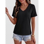 ANRABESS Womens Short Sleeve Tops Casual V Neck Wrinkle - Free Basic T Shirts Summer Cute Tee 2026 Spring Fashion Clothes