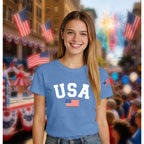 USA 4th of July Shirts Women Patriotic American Flag T-Shirts Fourth of July Red White and Blue Tee Tops