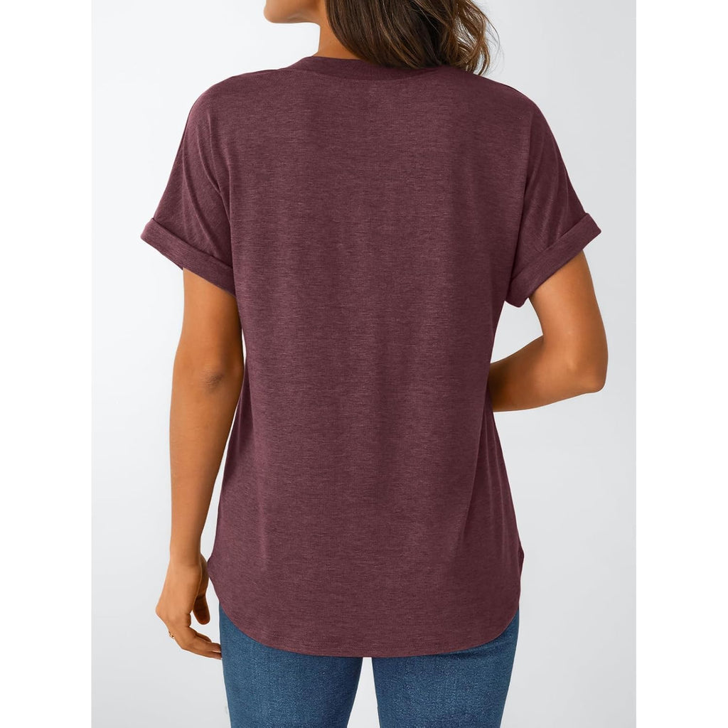 AUTOMET Women's Short Sleeve Shirts Henley Dressy Casual Summer Tops 2026 Spring Fashion Trendy Cute T-Shirts