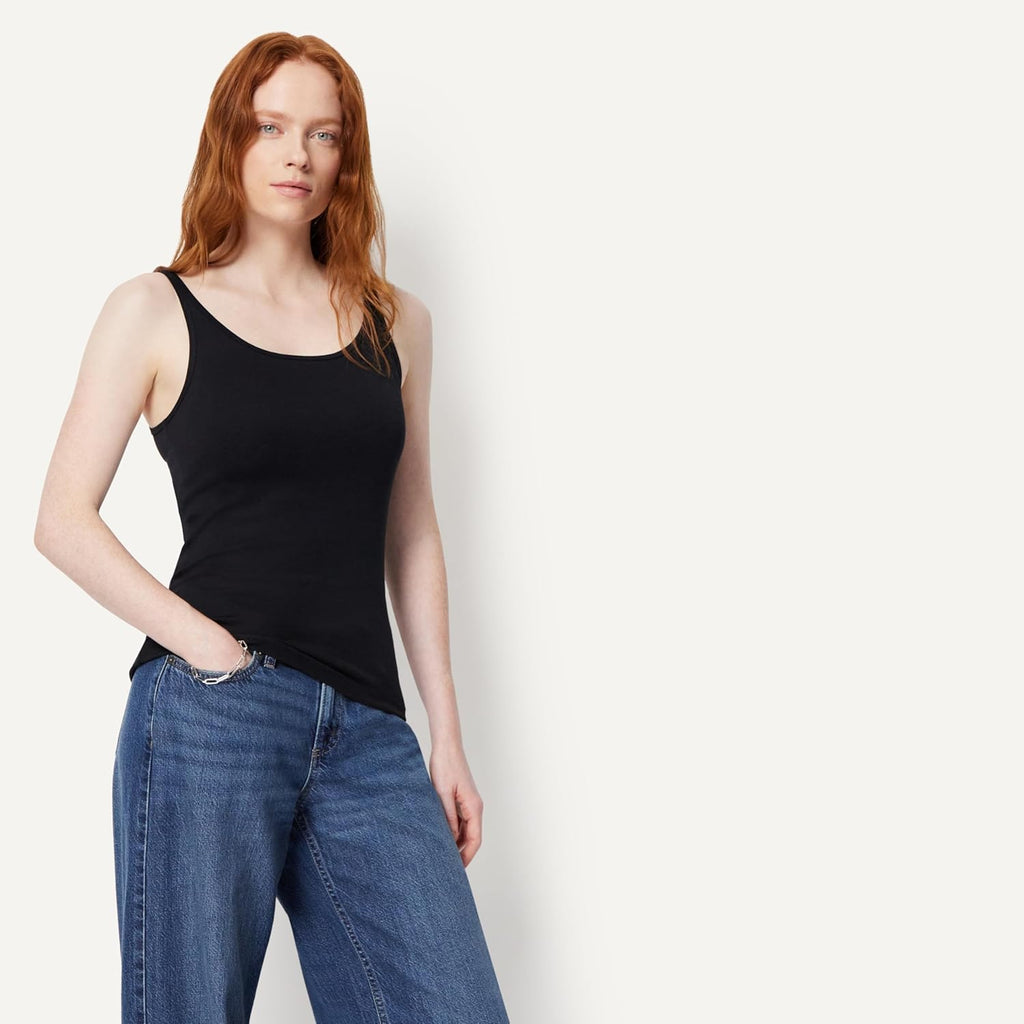 Women's Thin Strap Tank Top Black/Olive