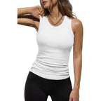 Dokotoo Womens Ladies Ribbed Thick Strap Racerback Tight Slim Fitted Sporty Workout Tank Tops
