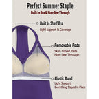 Danysu V Neck Cotton Tank Tops with Built-in Shelf Bra Sleeveless Racerback Fitted Basic Cami Shirts