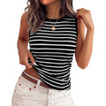 Women's Side Ruched Ribbed Tank Top Black/White