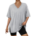 Trendy Queen Plus Size Oversized V Neck Tshirt Breathable Workout Wear