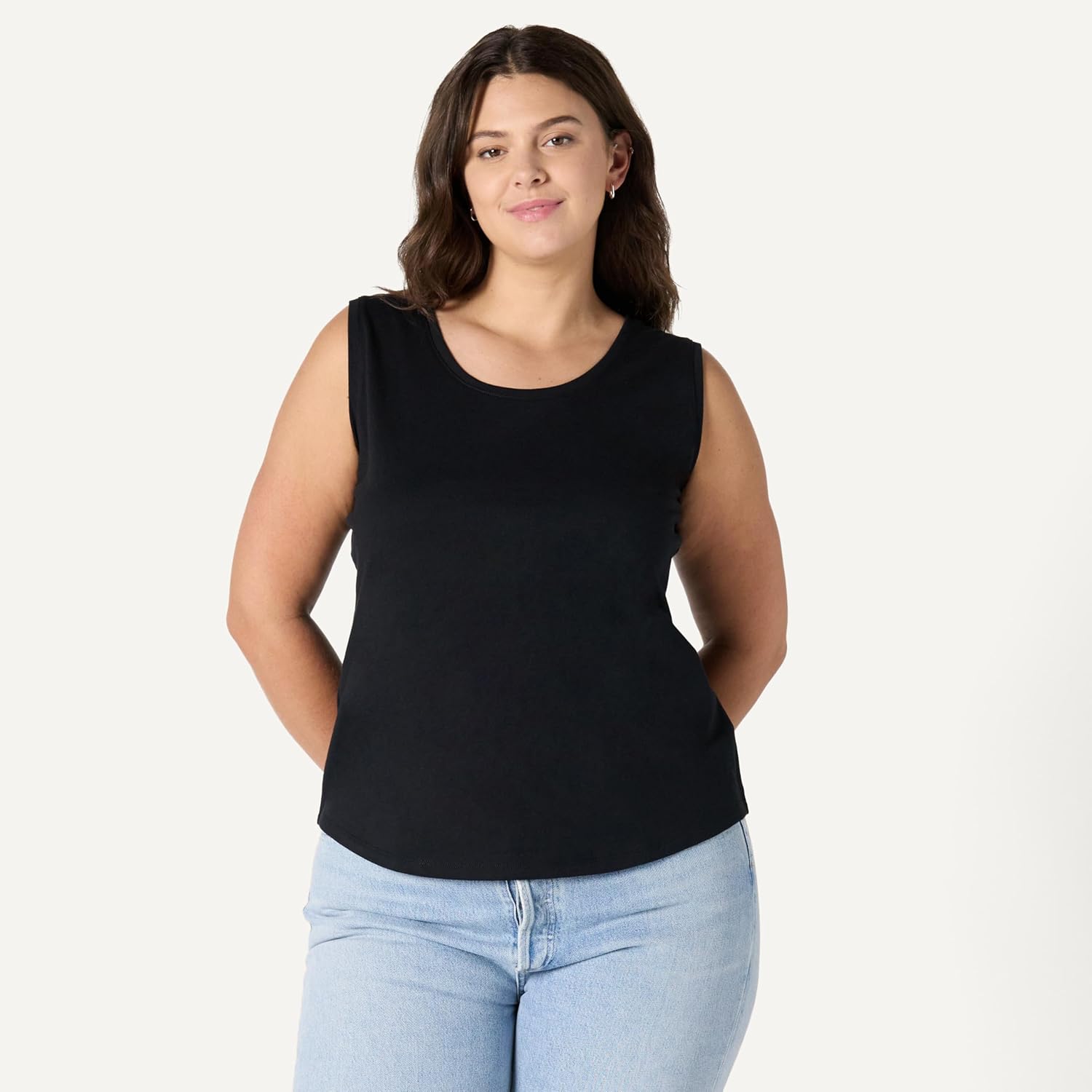 Women's Cotton Sleeveless Tank Top Black/White