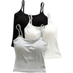 Women's Built-In Bra Crop Tank Top Black/White/Grey