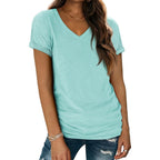 ATHMILE T Shirts Short Sleeve V Neck Tees for Women Fashion Tops Trendy Lightweight Casual Summer Outfits Clothes 2026 Beach