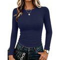 Zeagoo Women Long Sleeve Shirts Fitted Going Out Tops Crop Basic Tee Casual Work Clothes Trendy Fall Outfits XS-XL