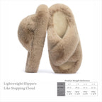 Women's Slippers Faux Light Brown Cross