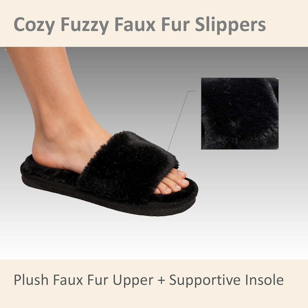 Women's Slippers Fluffy Black