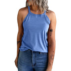 KINLONSAIR Women's Summer Sleeveless Halter Tee Shirts Crew Neck Workout Tank Tops Casual Plain Cami Shirts