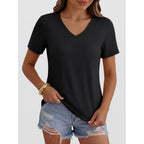 ANRABESS Womens Short Sleeve Tops Casual V Neck Wrinkle - Free Basic T Shirts Summer Cute Tee 2026 Spring Fashion Clothes