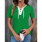 LOMON Womens Criss Cross Short Sleeve T-Shirts V-Neck Floral Summer Blouse Tops
