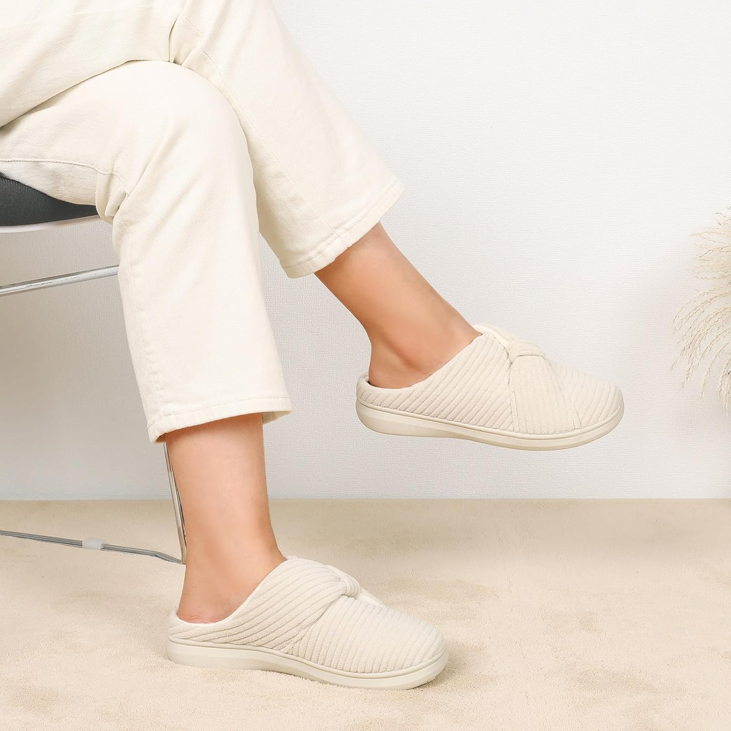 Women's Slippers Wide Beige