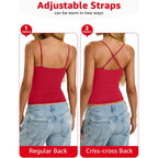 Women's Built-In Bra Cami Tank Top Red