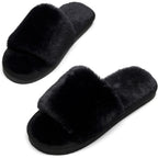 Women's Slippers Fuzzy Black