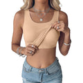 SHEWIN Women Scoop Neck Tank Tops Sleeveless Basic Camisole Shirts with Built-in Bra Slim Fit 2026