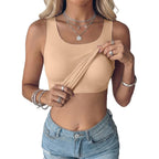 SHEWIN Women Scoop Neck Tank Tops Sleeveless Basic Camisole Shirts with Built-in Bra Slim Fit 2026