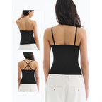Built in Bra Tank Tops for Women, Double Lined Padded Cami Scoop Neck Spaghetti Straps Basic Summer Top 2026