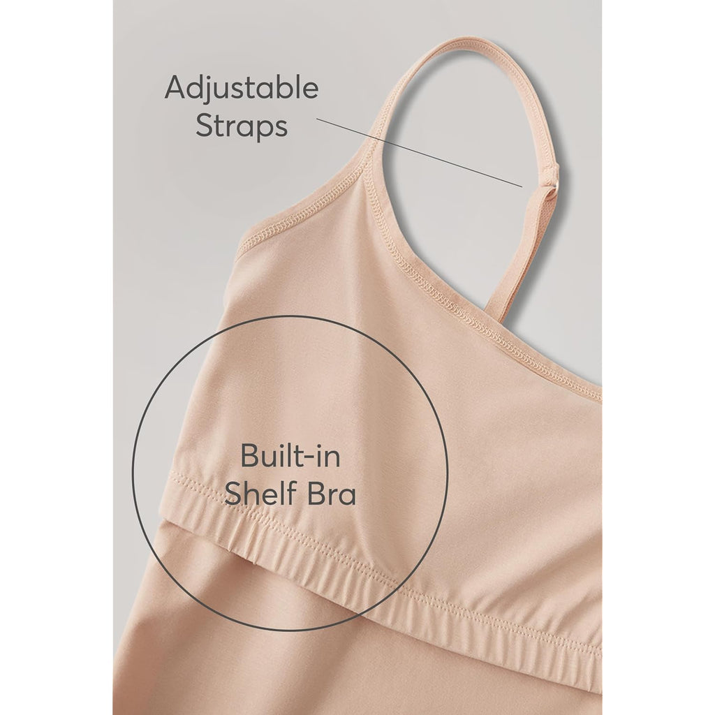 Pact Womens Cotton Camisole Tank Top with Built-in Shelf Bra