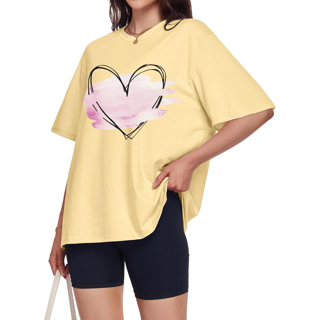 ADOREJOY Oversized Tshirts for Women Crewneck Summer Graphic Tees Short Sleeve Loose Basic Tops 2026