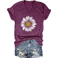 Women's T-Shirts V-Neck Boho Flowers Wildflowers Tee Cute Summer Graphic Shirts Short Sleeve T Shirt